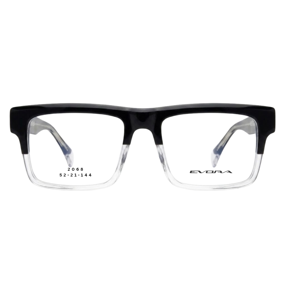 EVORA 2068 black crystal rectangular full rim eyeglasses 52-21-144