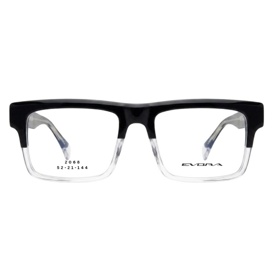 EVORA 2068 black crystal rectangular full rim eyeglasses 52-21-144