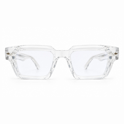 EVORA L7002 Crystal Ice Premium Square Acetate Eyewear Frame | Transparent Clear | Size 50-22-150