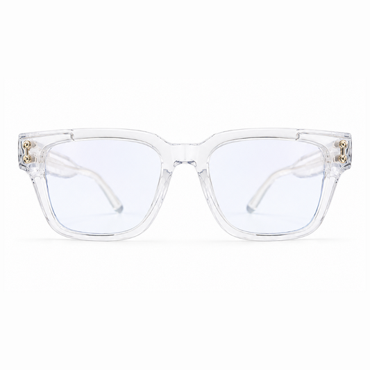 EVORA L7005 Crystal Frost Premium Acetate Eyewear Frame | Transparent Square Glasses | Size 51-19-151