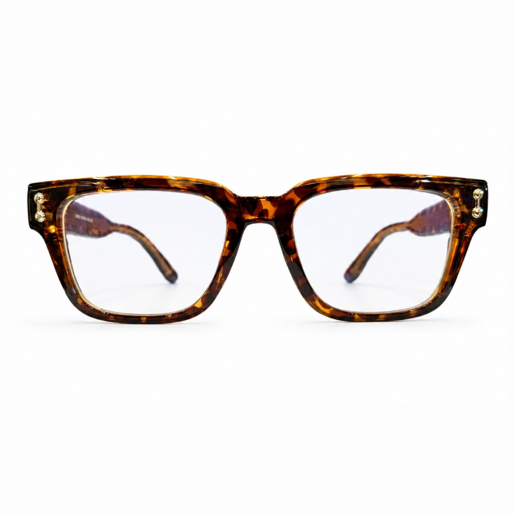EVORA L7005 Amber Havana Premium Acetate Eyewear Frame | Classic Tortoise Square Glasses | Size 51-19-151