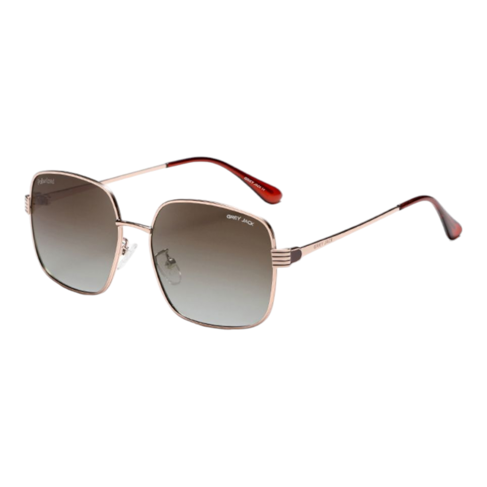 Grey Jack GJB046 polarized sunglasses in rose gold frame with gradient brown lenses – stylish UV protection eyewear.