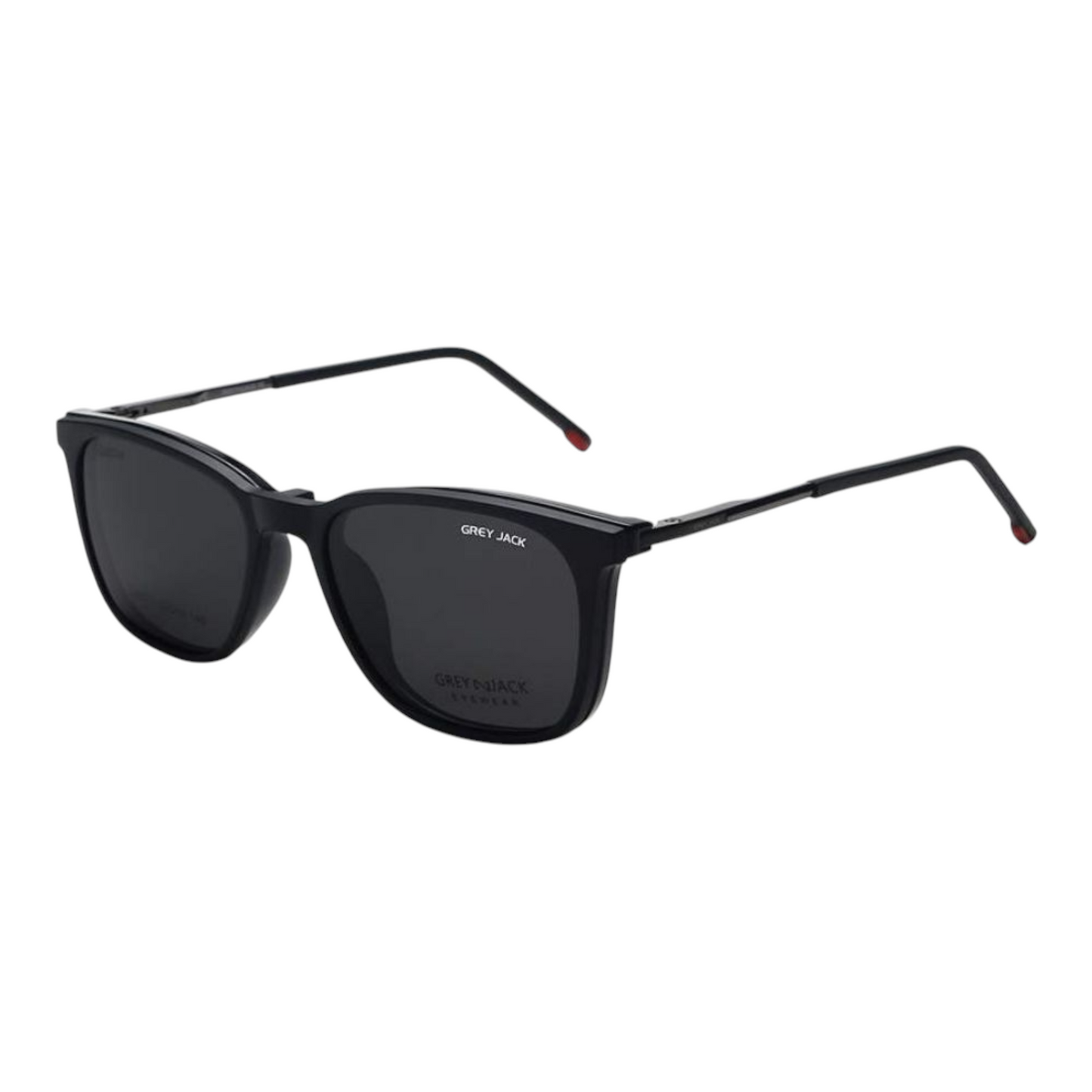 Grey Jack Clip-On Eyewear – 2-in-1 Magnetic Sunglasses | Polarized Lenses | TR90 Frame | GJ6070-C1 | Shine Black