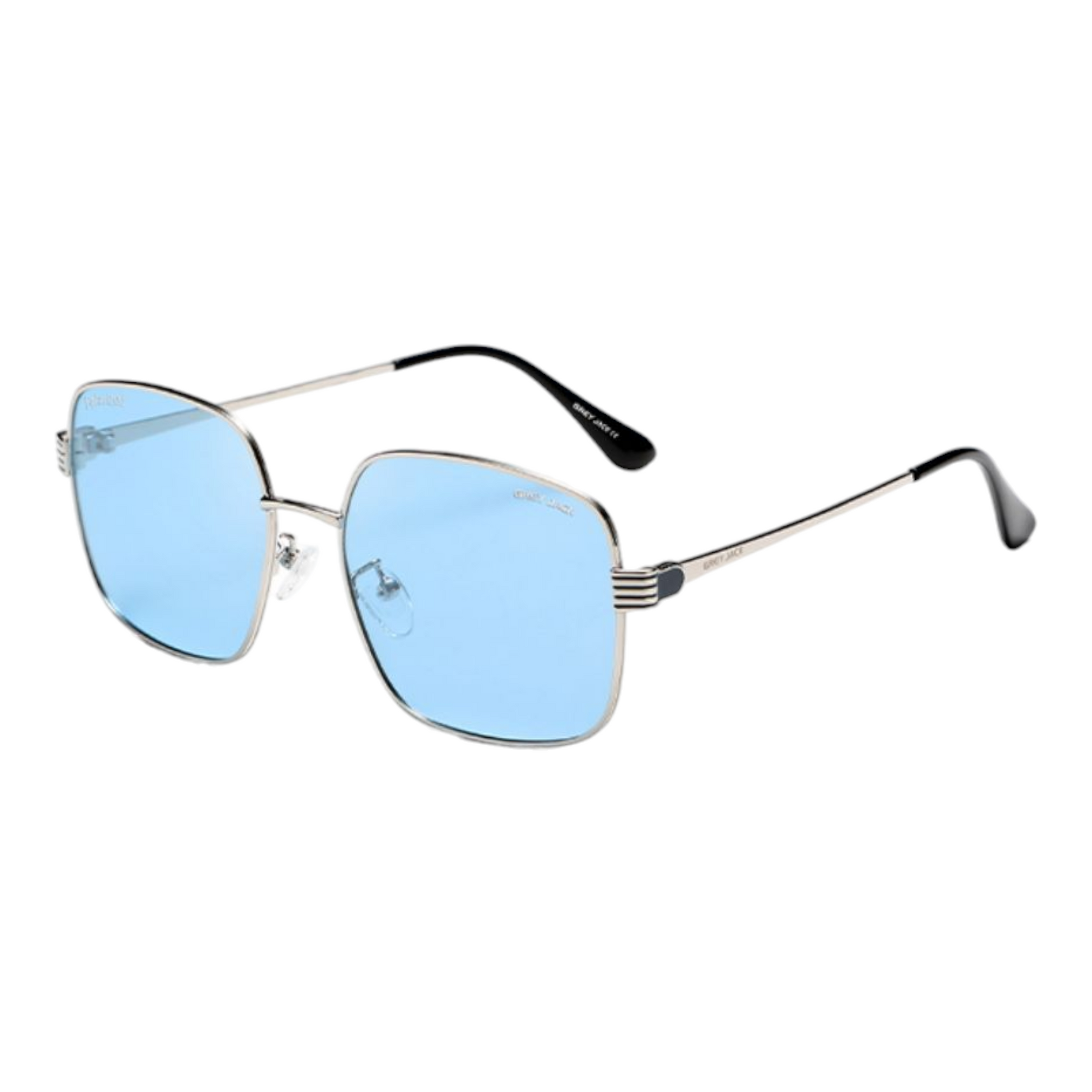 Grey Jack GJB046 polarized sunglasses in silver frame with light blue lenses – unisex square UV400 eyewear.