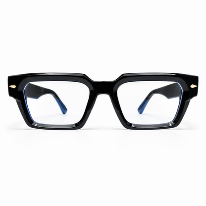 EVORA L7002 Onyx Black Premium Square Acetate Eyewear Frame | Glossy Black | Size 50-22-150