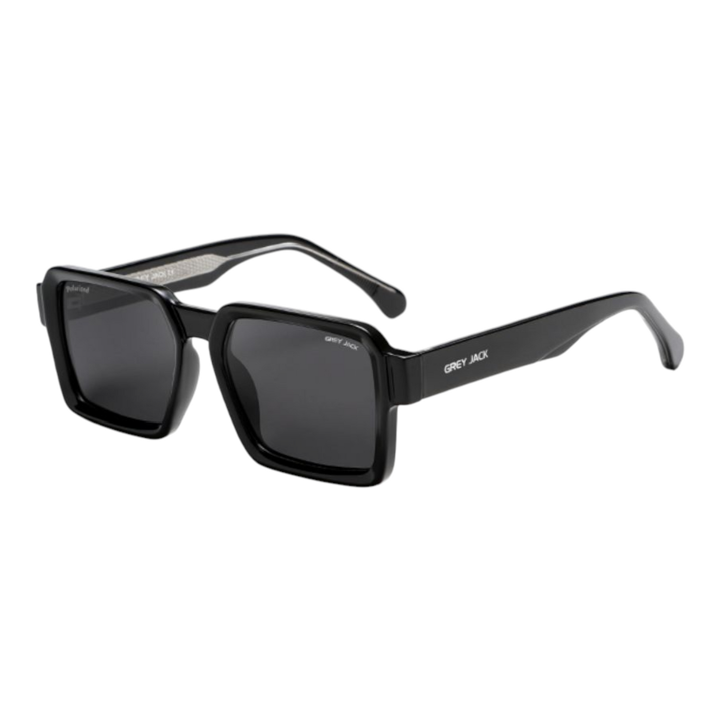 Grey Jack GJ6605 Black Polarized Sunglasses for Men and Women – Square UV Protection Frame
