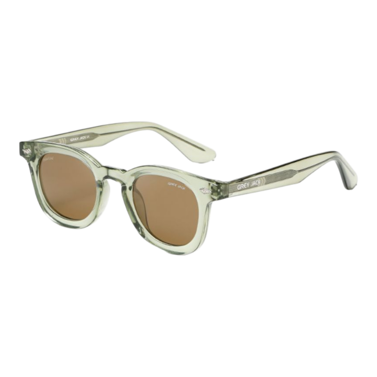 Grey Jack GJ6603 Transparent Green Polarized Sunglasses – Brown Lens Trendy Unisex Frame - EVORA