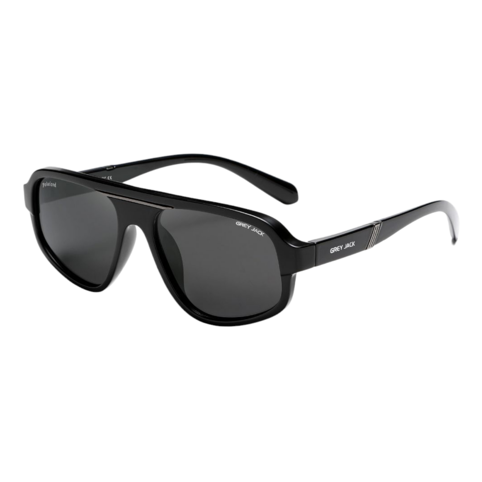 Grey Jack GJ A040 Polarized Aviator Sunglasses – Black Frame with Black Lens for Men