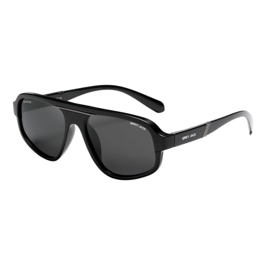 Grey Jack GJ A040 Polarized Aviator Sunglasses – Black Frame with Black Lens for Men