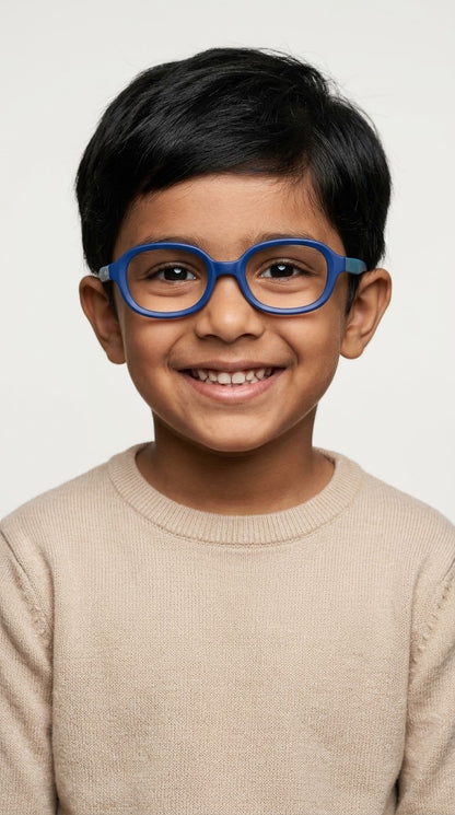 EVORA Kids Flex TR90 Eyeglasses – Navy Blue & Sky Blue | Model LLH-1008 | Size 48-18-136