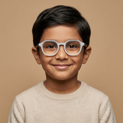 EVORA Kids Flex TR90 Eyeglasses – Pearl Grey & Smoke Black | Model LHH-1010 | 44-20-130
