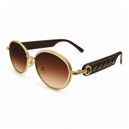 EVORA Golden Aura Premium Round Sunglasses for Women