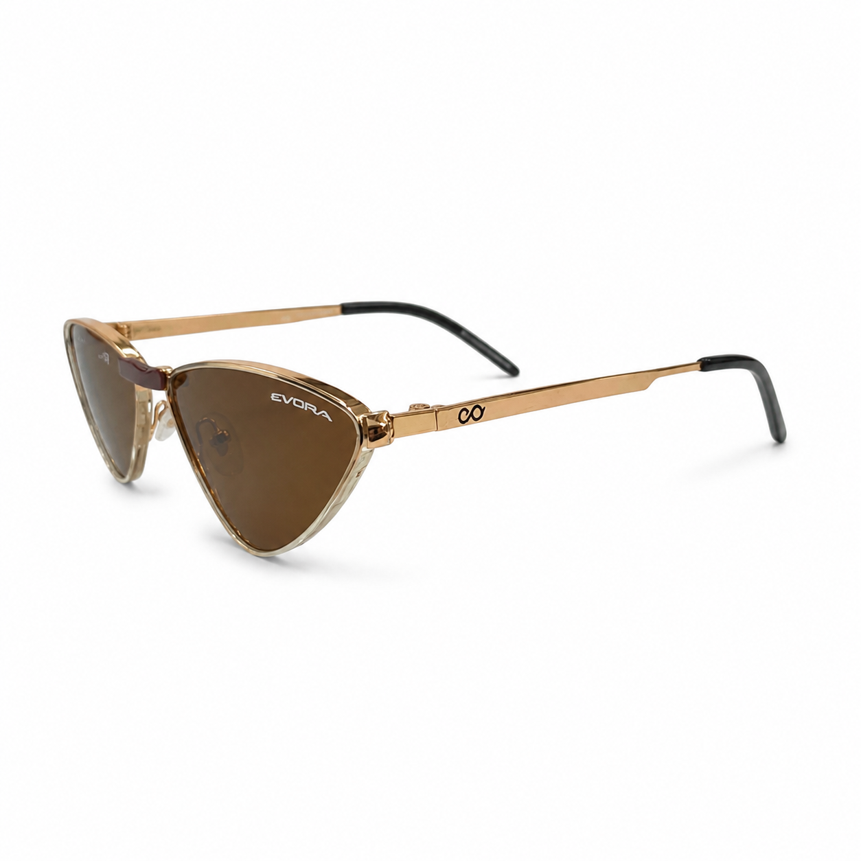 EVORA Astra Edge EVS-901 Gold Metal Cat-Eye Sunglasses with Brown UV Protected Lenses