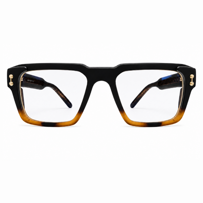 EVORA L7006 Midnight Fade Premium Square Acetate Eyewear Frame | Black & Honey Gradient | Size 52-21-146