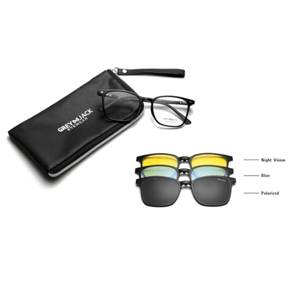 Grey Jack Clip On | Magnetic On Sunglasses Frame | GJ6201 | Shine Black | 52-19-143