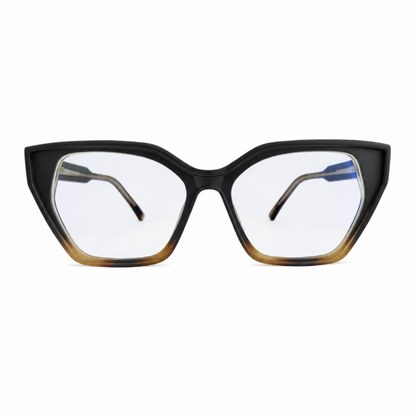 EVORA D23057 Midnight Fade Premium Cat-Eye Acetate Eyewear Frame | Black & Honey Gradient | Size 53-17-150