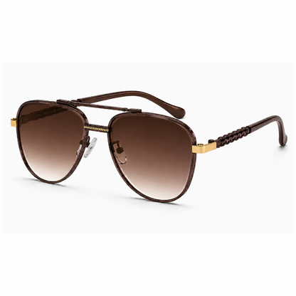 EVORA Monarch – Chocolate Brown Gold Aviator Premium Sunglasses
