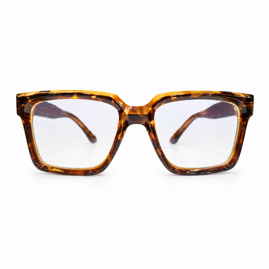 EVORA L7007 Havana Amber Premium Acetate Eyewear Frame | Tortoise Square Glasses | Size 51-18-150