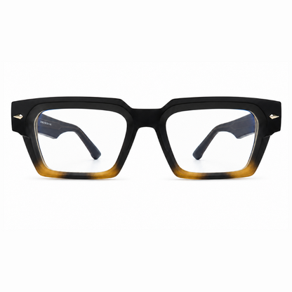 EVORA L7002 Midnight Fade Premium Square Acetate Eyewear Frame | Black & Honey Gradient | Size 50-22-150
