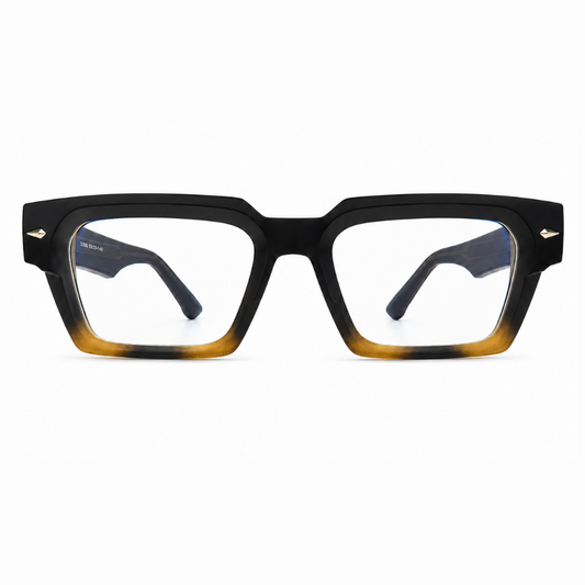 EVORA L7002 Midnight Fade Premium Square Acetate Eyewear Frame | Black & Honey Gradient | Size 50-22-150