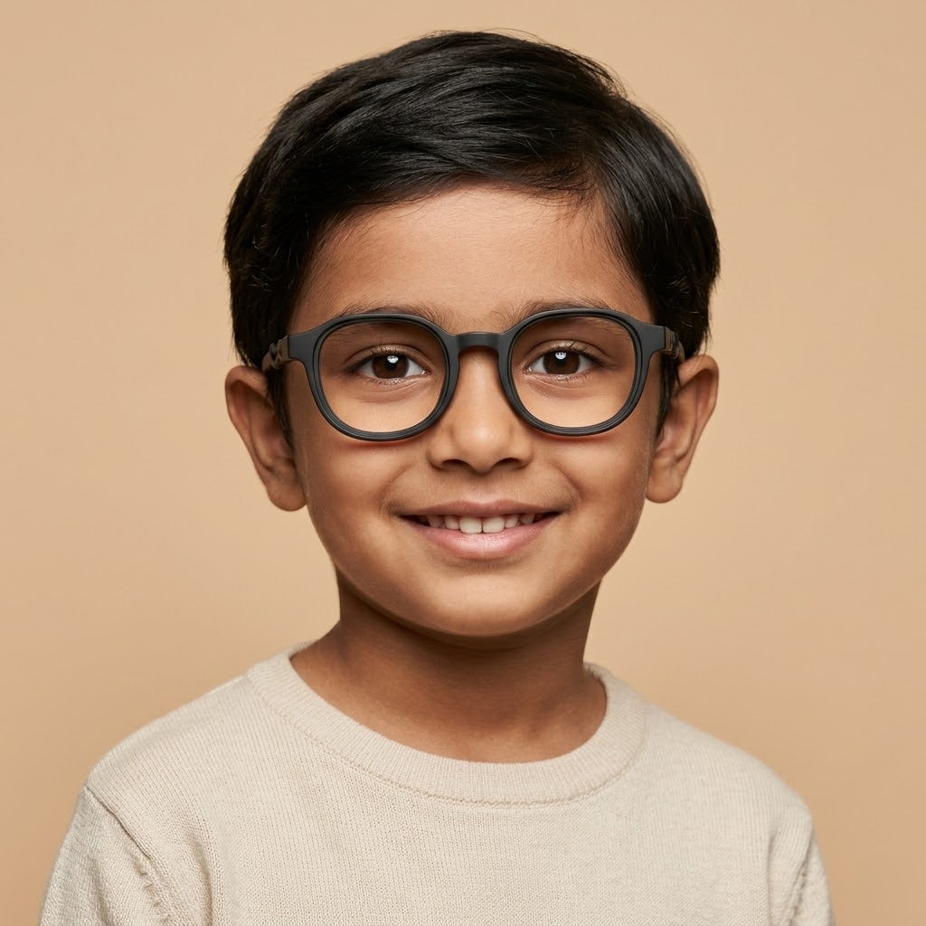 EVORA Kids Flex TR90 Eyeglasses – Matte Black | Model LHH-1010 | 44-20-130