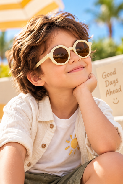 EVORA Kids Round Sunglasses – Taupe | Ages 3–7 Years