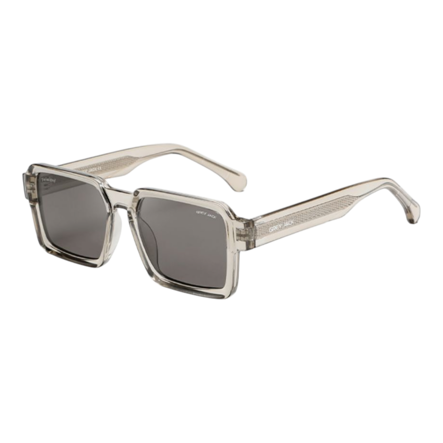 Grey Jack GJ6605 Transparent Brown Polarized Sunglasses – Brown Lens Classic Square Frame