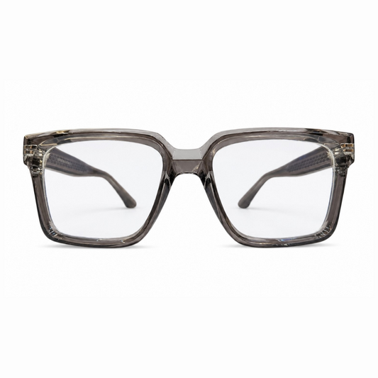 EVORA L7007 Smoke Crystal Premium Acetate Eyewear Frame | Transparent Grey Square Glasses | Size 51-18-150