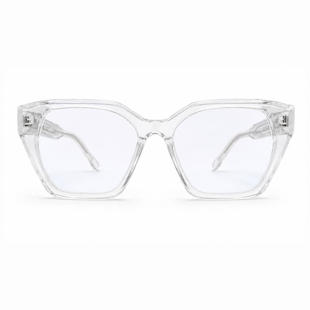 EVORA D23057 Crystal Ice Premium Cat-Eye Acetate Eyewear Frame | Transparent Clear | Size 53-17-150
