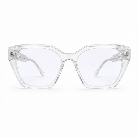 EVORA D23057 Crystal Ice Premium Cat-Eye Acetate Eyewear Frame | Transparent Clear | Size 53-17-150