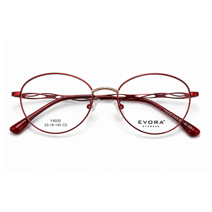 EVORA YX035 Dazzle Women’s Metal Eyeglass Frame – Burgundy