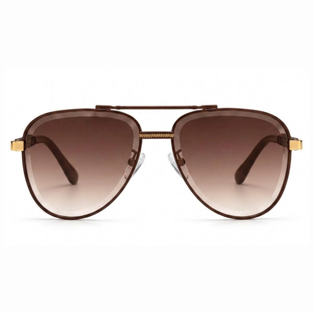 EVORA Monarch – Chocolate Brown Gold Aviator Premium Sunglasses