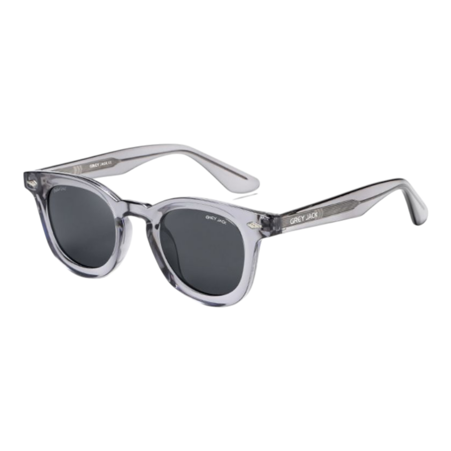 Grey Jack GJ6603 Transparent Grey Polarized Sunglasses – Classic Round Frame - EVORA