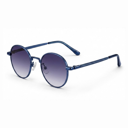 EVORA Eclipse – Silver Blue Gradient Round Premium Sunglasses