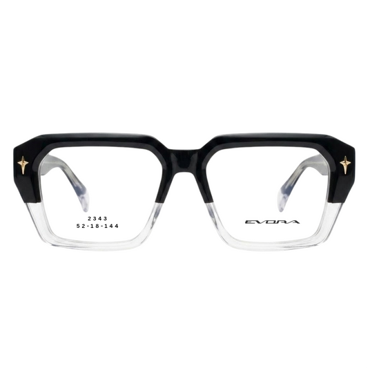 EVORA 2343 black crystal rectangular full rim eyeglasses 52-18-144