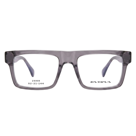 EVORA 2068 crystal smoke rectangular full rim eyeglasses 52-21-144