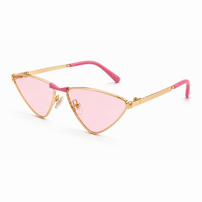 EVORA Blush Luxe Premium Metal Cat-Eye Sunglasses – Gold Frame with Blush Pink Lenses | UV400 Protection