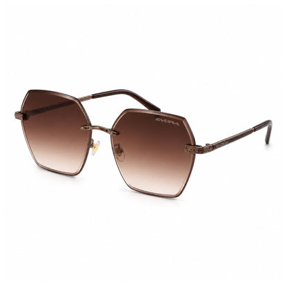 EVORA Mocha Prism Luxe Rimless Geometric Sunglasses for Women