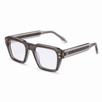EVORA L7006 Smoke Crystal Premium Square Acetate Eyewear Frame | Transparent Grey | Size 52-21-146