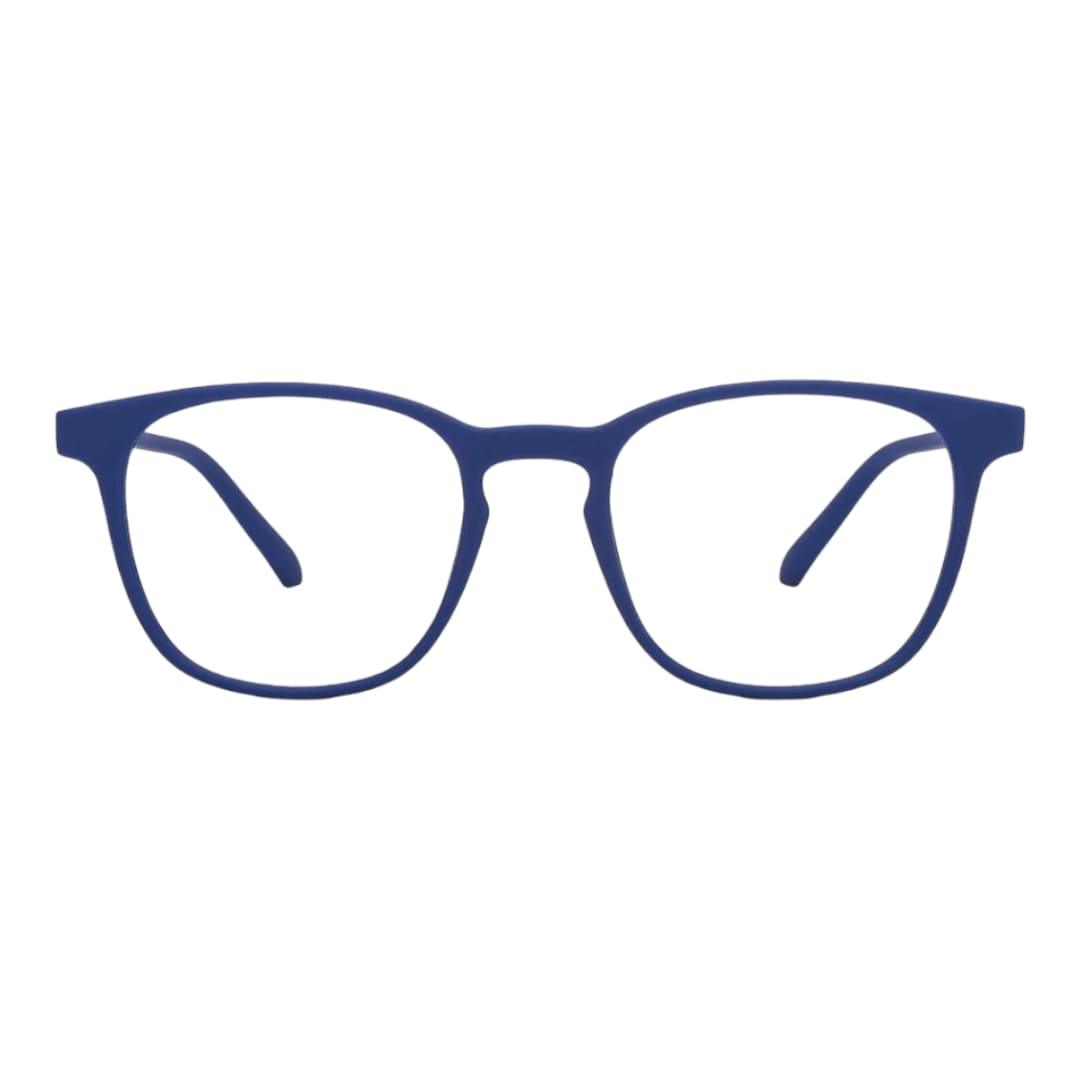 EVORA Hustle | Navy Blue | Zero Power Bluecut AntiGlare Computer Glasses | For Men & Women | Medium | EV10001 | Dark Blue