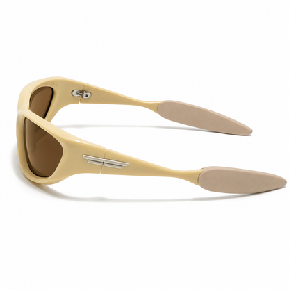 EVORA AeroShield Wraparound Sport Sunglasses – Beige | Unisex UV400 Performance Eyewear